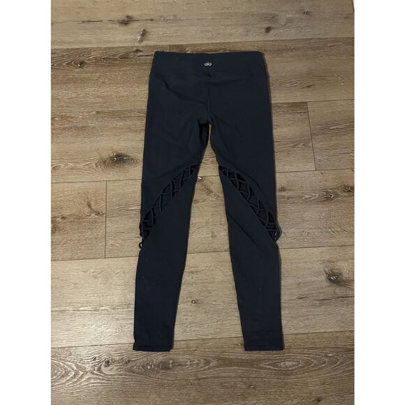 ALO Dark Gray Yoga Entwine Laced Mid-Rise Ankle Leggings Women’s Size Medium - Picture 2 of 3